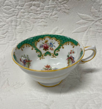 Vintage 1930's Grosvenor China Rutland Green Teacup w/birds & flowers BEAUTIFUL picture