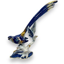Vintage Rosenthal Paradieswitwe Bird Figurine Blue white & Gold Porcelain 10.5