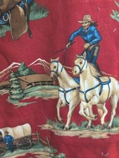 RARE Robert Allen Amgard western Cowboy Rodeo theme fabric 3.5 Yards X 27