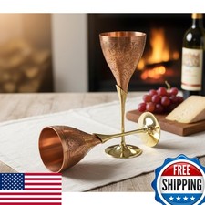 StonKraft Engraved Brass Goblets Champagne Glasses Flutes Coupes Wine Glass Set picture