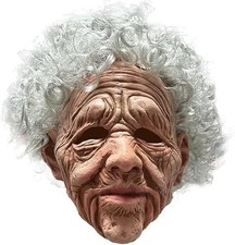 Realistic Granny Mask Old Lady Head Mask Horror Halloween Prop picture