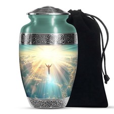 Peaceful Jesus Funeral Urns for Ashes Adult Mother, Handmade Urn (10 Inch) picture
