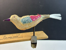 Early Un-silvered Blown glass Clip-on Bird Ornament, Blown Glass Christmas Bird picture