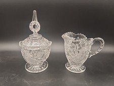 Vintage Hoffbauer Crystal Byrdes BIRD COVERED SUGAR & CREAMER Set Beautiful picture