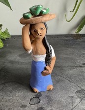 VTG 80s Oaxaca Clay Market Woman Guillermina Aguilar Alcantara Signed GAA 4.75