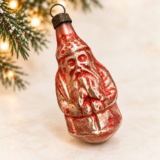 Antique German Mercury Glass Santa Claus Christmas Ornament 2.25