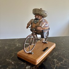 Rare Rodo Padilla Studio Art Pottery Gordito Man on Bike Sculpture Signed R picture