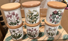 Portmeirion BOTANIC GARDEN Spice Jars Set 6 Lidded 3” NIB picture