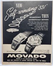 1951 Movado Watches Self Winding 331 MCM Vtg Print Ad Man Cave Poster Art 50's picture