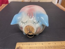 Rare Vintage 1957  Corky Pig Piggy Bank  Hull Pottery.  Made in USA picture