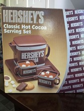 2007 Retired Vintage Ceramic Hershey's Hot Cocoa Serving Set Teapot Cups & Tray picture