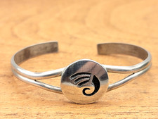 HOPI WATER WAVE  BABY Cuff Bracelet Sterling Silver  SUPER SMALL signed picture