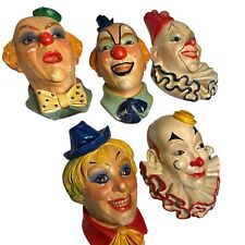 5 Legend Products Chalkware Clown Heads - England VTG 1983-85 - No 1,2,3,5 & 6 picture