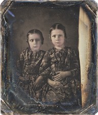 6th Plate Dag of Two Girls, Full Case, 1850s #146 picture