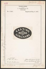 Philadelphia PA 1890 J Farnum Co Castine Ginghams Trademark Registration picture