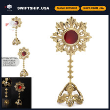 Small Solid Brass Reliquary Monstrance Display - Ornate Catholic Religious Gift, picture