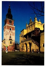 Vintage Postcard - The Main Market Square w/ the Town Hall Tower & Cloth Hall. picture