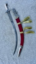 Ottoman Turkish Shamshir Style Curved Sword with stag Handle with leathr scabard picture