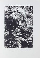 Eva Schliemann - original linocut to Alfred Döblin 'The Crocodile' picture
