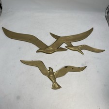 Vintage Mid-Century Modern Brass Flying Seagull Wall Art – Set of 2 picture