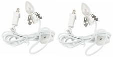 Lot of 2 ~ White Clip Lamp Light 6' Electric Cord w/Socket on/off Switch picture