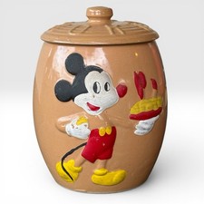 Ultra Rare Vintage 1930s-1940s Mickey Mouse Stoneware Cookie Jar- Walt Disney picture