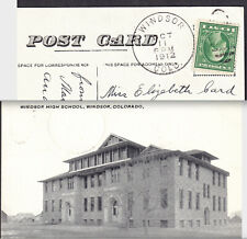 Windsor Colorado 1912 Cancel Park School Town Hall RARE Early View PostCard Card picture