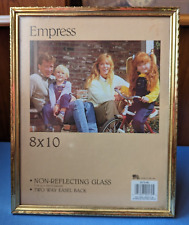 Vtg EMPRESS gold metal ornate photo picture frame 8x10 ACME non-reflecting glass picture