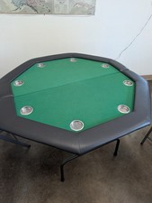 8 Sided Folding Poker Table With Padded Rails And 8 Medal Cup Holders. picture