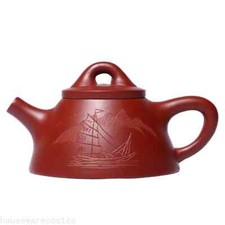Carved Pot Zisha Teapot Yixing Handmade PotKung-Fu Teaware Purple Clay Dri picture