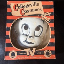 Vtg Pre- 1960s Collegeville 'CASPER' Ghost Halloween Mask & Original Box ONLY picture