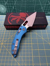 Microtech RAM-LOK STITCH MANUAL Fluted Blue Aluminum Full-size Folding Knife picture