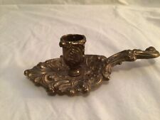 Home Decor Solid Brass Chamber Stick  7 1/2” Hand Held Centerpiece Candle Holder picture