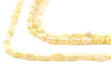 Pastel Yellow Vintage Japanese Rice Pearl Beads 3mm Oval 16 Inch Strand picture