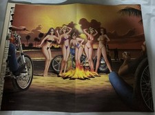 DAVID MANN- Biker Art-Center Fold Art -EASY RIDER-Magazine (JUNE  1990)VINTAGE picture