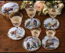 Vintage Au Bain Marie Paris Porcelain Mouse Coasters Set of 6 Hokusai French W/T picture