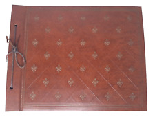 Vintage Handcrafted Brown Fleur de Lis Scrapbook w/ Black Interior Pages picture