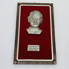 Vintage Don Bosco Peltro Inciso A Mano Pewter Wall Plaque Hand Chiseled Italy Ww picture