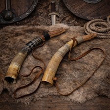 Lot of 4 Piece Viking War Horn Genuine Ox-Horn Battle Trumpet Premium Gift Item picture