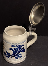 Vintage Rein Zinn German SaltGlazed Stoneware Handanbeit Beer Stein w/Pewter Lid picture
