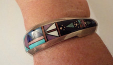 LOVELY Jim Harrison, Navajo, Multistone Sterling Silver Cuff Bracelet, 45 grams picture