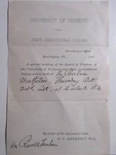 1880s University of Vermont State Agricultural College Board of Trustees meeting picture