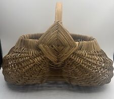 Vintage WOVEN BASKET BUTTOCK ROUND Egg Gathering GODS EYE COUNTRY Large 16” X 12 picture