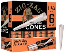 Zig Zag 1 1/4 Pre-Rolled Cones 216 Count Ultra Thin Natural Flax Paper picture