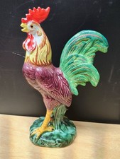 Vintage Ceramic Rooster Figurine Hand-Painted Multicolor 10