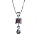Jerusalem Nano Bible Torah Pendant with Drop of Roman Glass Necklace Silver 925 picture