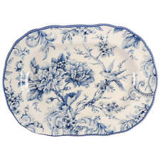 222 Fifth Adelaide Blue and White Oval Serving Platter 8995386 picture