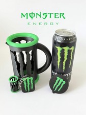 Monster Energy Black & Green Mug/Cup w/ Lid + Mini Mug Keychain - Theme picture