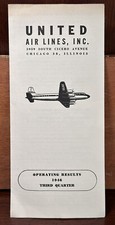 1946 United Air Lines Third Quarter Operating Results Pamphlet Rare Vintage  picture