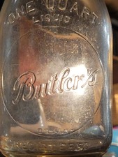 EMBOSSED Butler's Dairy Tryon North Carolina NC Approved Quart Milk Bottle picture